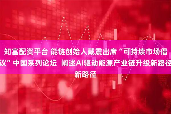 知富配资平台 能链创始人戴震出席“可持续市场倡议”中国系列论坛  阐述AI驱动能源产业链升级新路径